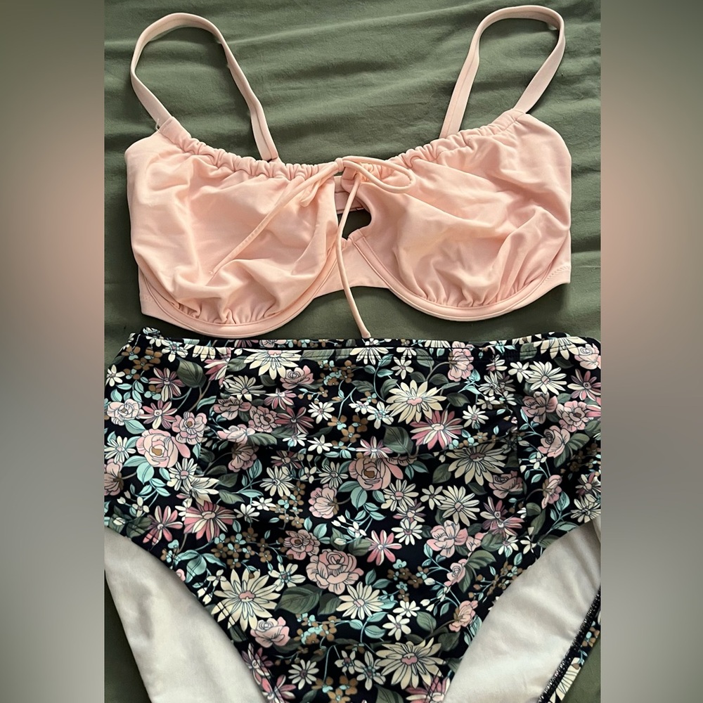 XL floral high waisted, underwire bikini